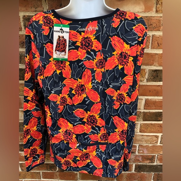 Hang Ten Swim Rash Guard Shirt, Long Sleeve With Back Pocket.Woman’s Size XL NWT - Picture 10 of 11